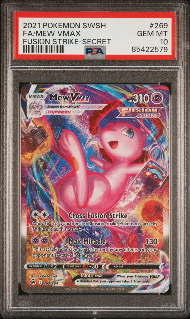 FA/MEW VMAX FUSION STRIKE SECRET PSA 10 GEM MT